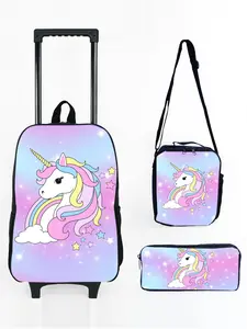 17-inch Wheeled Backpack 3-Piece Set with Unicorn & Pony Print