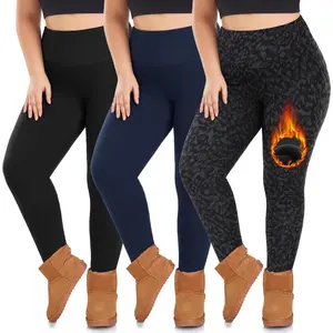 3 Pack Plus Size Fleece Lined Leggings Women -Stretchy X-Large-4X Warm Winter Yoga Pants Thermal LeggingsGift