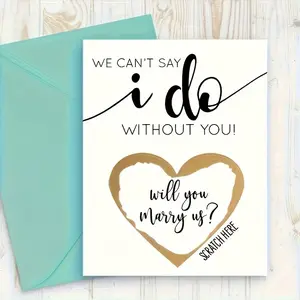 4 Wedding Proposal Scratch Cards, Creative Bridal Party Invitation Gifts, Personalized 'will You Marry Us?' Card, Unique Engagement Surprise