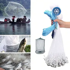 1pc Premium Handmade American Fishing Net - Heavy Duty Casting Net with Zinc Alloy Sinker for Effective Catching - Diameter Options: 3FT, 4FT, 5FT, 6FT, 7FT, 8FT, 9FT, 10FT - Includes Fishing Shrimp Net for Versatile Fishing Experience