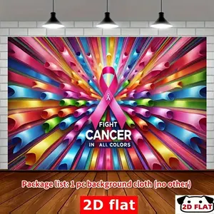 2D Flat Banner 1pc Single Piece, Cancer Rainbow Ribbon Banner,   Party Flag – Versatile Decoration Versatile Usage Festivals, Gardens, Studios, Homes & Outdoor Celebrations, Garage Banners, Photo Studio Backdrops, Party Decor, Event Banne