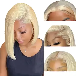 Blonde Bob Wig Human Hair 10 Inch 613 Bob Wig Human Hair 13x4 Pre Plucked With Baby Hair For Women 180 Density Lightweight and Low Maintenance Hair Wig Not Easy To Tangle Or Shed