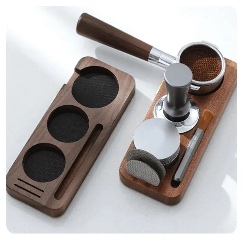 MHW-3BOMBER Espresso Tamper Station Walnut Portafilter Holder