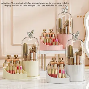 Desktop Makeup Brush Organizer, Rotating Cosmetic Storage Box, Lipstick Eyebrow Pencil Divider, Pen Holder, Multi-Compartment Tray, Beauty Organizer Box