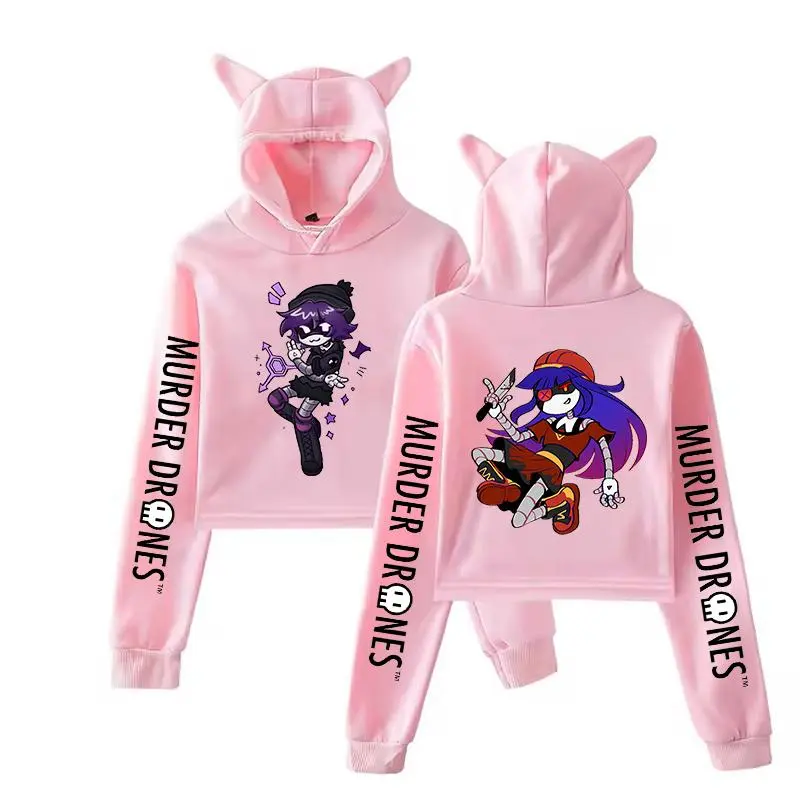 Murder Drones Uzi N F Graphic Hoodies Anime Crop Tops Cat Ears Sweatshirt Women Long Sleeve Pullover Fashion Girls Hoodie Coat