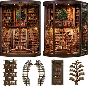 Spilay DIY Miniature House Kit, Miniature Dollhouse Kit with LED Light, Mini House Building Kit Book Nook for Adult, Creative Bookshelf Decoration & Unique Gift(Wisdom Rings Book Repository)