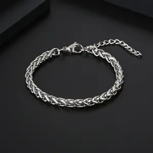 Hip-hop titanium steel bracelet men's fashion trend student personality cool simple versatile weaving boys jewelry niche gift