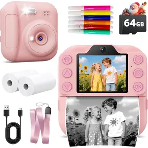Camera  Print,  Toys Christmas Birthday Gifts for Girls Boys, Portable Digital Camera 64GB SD Card,   for Ages 3-12 Girl Xmas  for  6 7 8 9 10 Year Old,