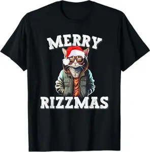 Christmas Rizzler Cat W Rizz Meme Rizzler With The Rizz Teen T-Shirt