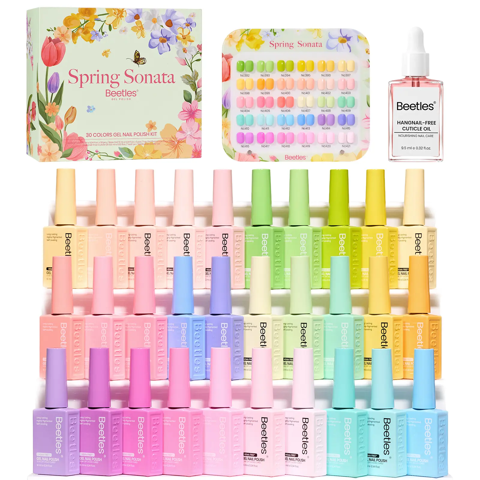 Beetles 30 Colors Gel Nail Polish Kit, HEMA-Free All-Season Gel Polish Set with Top Coat, Base Coat and Swatch Card, 10ml Each Soak-Off UV LED Gel Manicure Kit for Home and Salon Beetles 30 Colors Gel Nail Polish Kit, HEMA-Free All-Season Gel Polish Set with Top Coat, Base Coat and Swatch Card, 10ml Each Soak-Off UV LED Gel Manicure Kit for Home and Salon