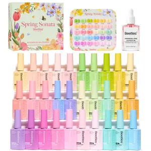 Beetles Spring Gel Nail Polish Kit | 30 Colors HEMA Free Spring Gel Polish with Top and Base Coat, Swatch Card 10ml Each Soak Off UV LED Gel Nail Kit Manicure #Summervibes