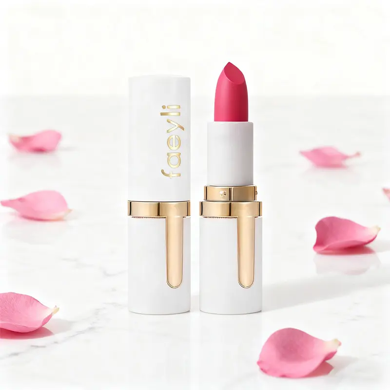 Matte White Tube Lipstick - Solid, Hypoallergenic, Long-Lasting Velvet Formula, 6-Piece Nude Tones Set, Lip Makeup for Beauty & Personal Care