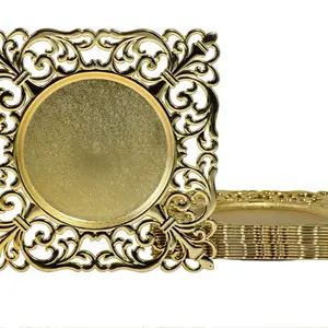 12 Pack Gold Charger Plates ,12Inch Decorative Plates With Embossed Rims For wedding And Party Event