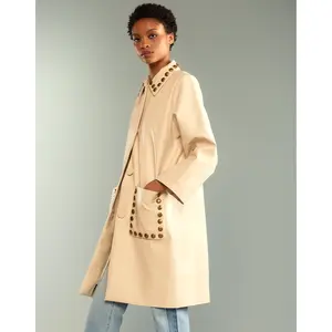 Studded Vegan Leather Coat