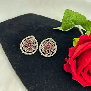 Beautiful Small Leaf Studs For Elegant Look with Intricate Design and Rich Colors