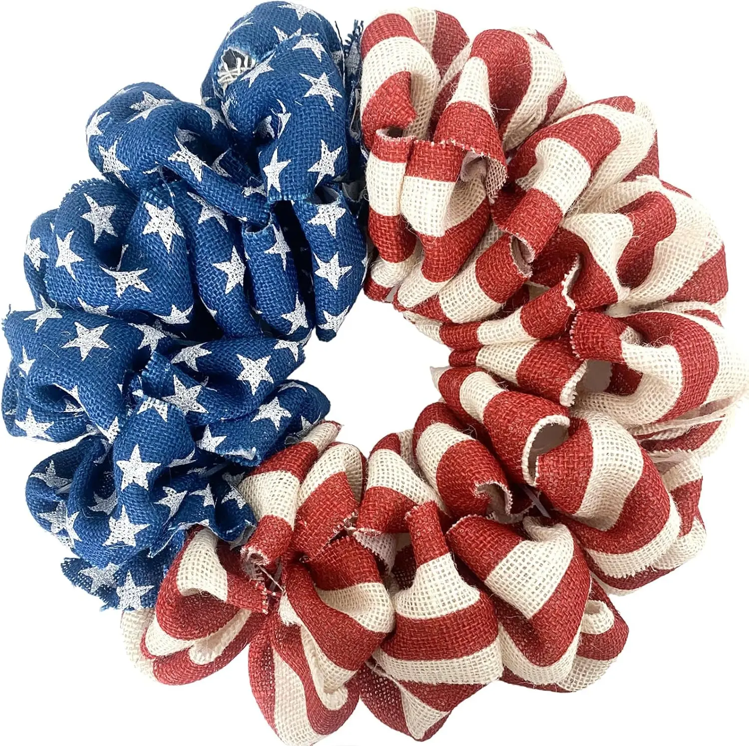 EgoLot Patriotic Burlap Wreath - Premium 4th of July Decor