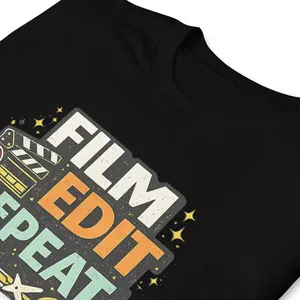 Film Edit Repeat T-Shirt | Video Editor Shirt | Filmmaker Creator Tee | Videographer Content Creator Shirt | Film Student Gift