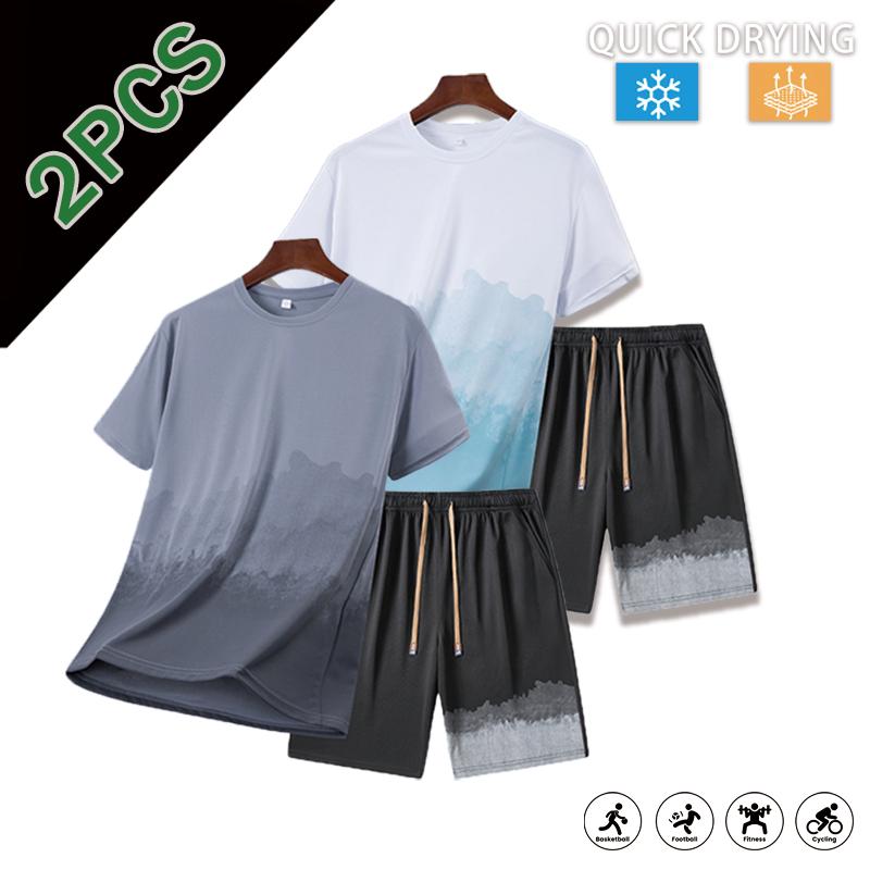 Men’s summer ice silk set — lightweight, breathable, quick-drying cooling tracksuit