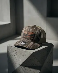 Swamp Donkey Camo Trucker Hat – Leather Patch Snapback Cap, Adjustable Outdoor Hunting Hat