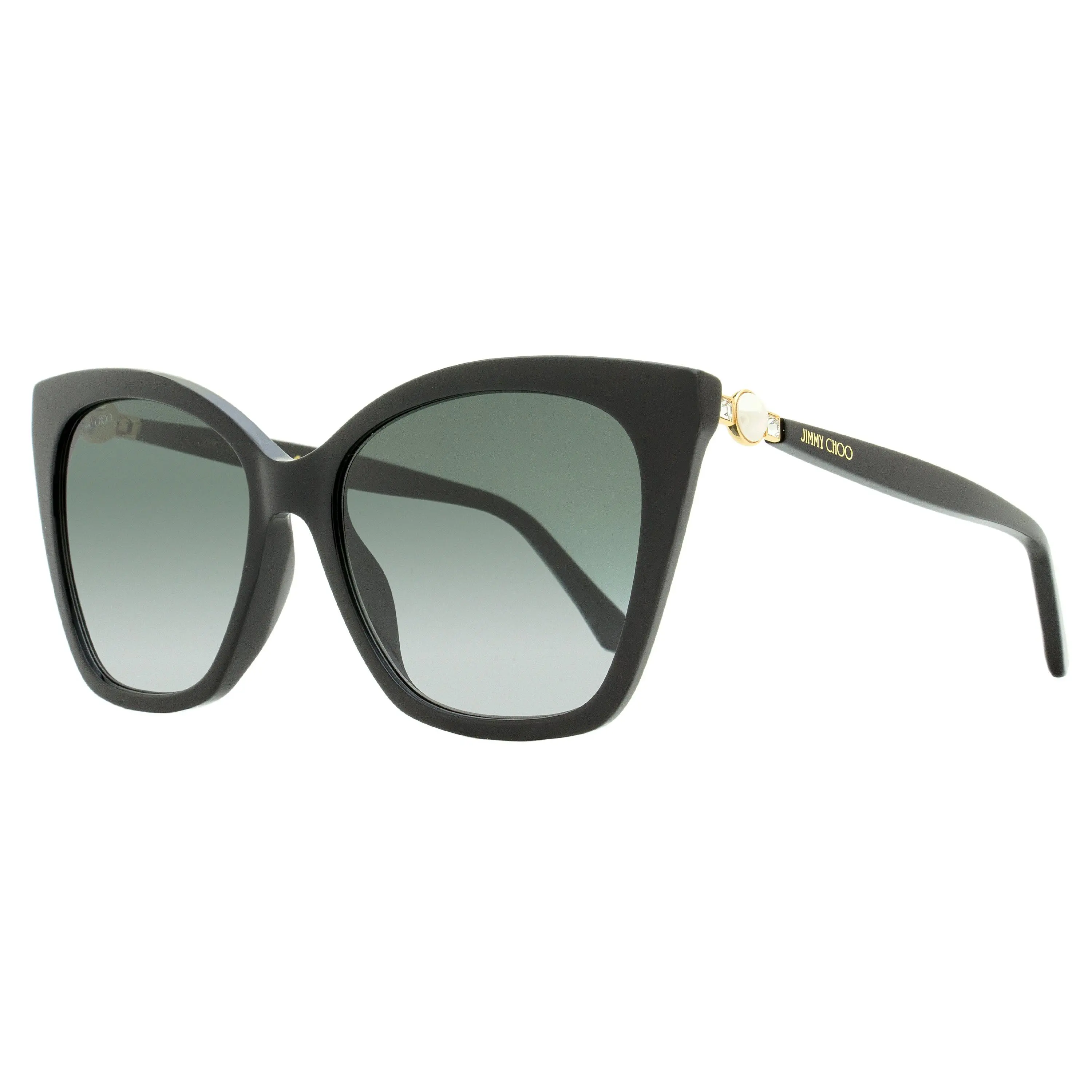 Isabel Marant Women's Rua Cat-Eye Butterfly Sunglasses, Black Acetate Frame with Pearl & Crystal Details, Alternative Fit - 56mm, Butterfly Lens, Dark Women's Sunglasses, Designer Inspired Women's Sunglasses