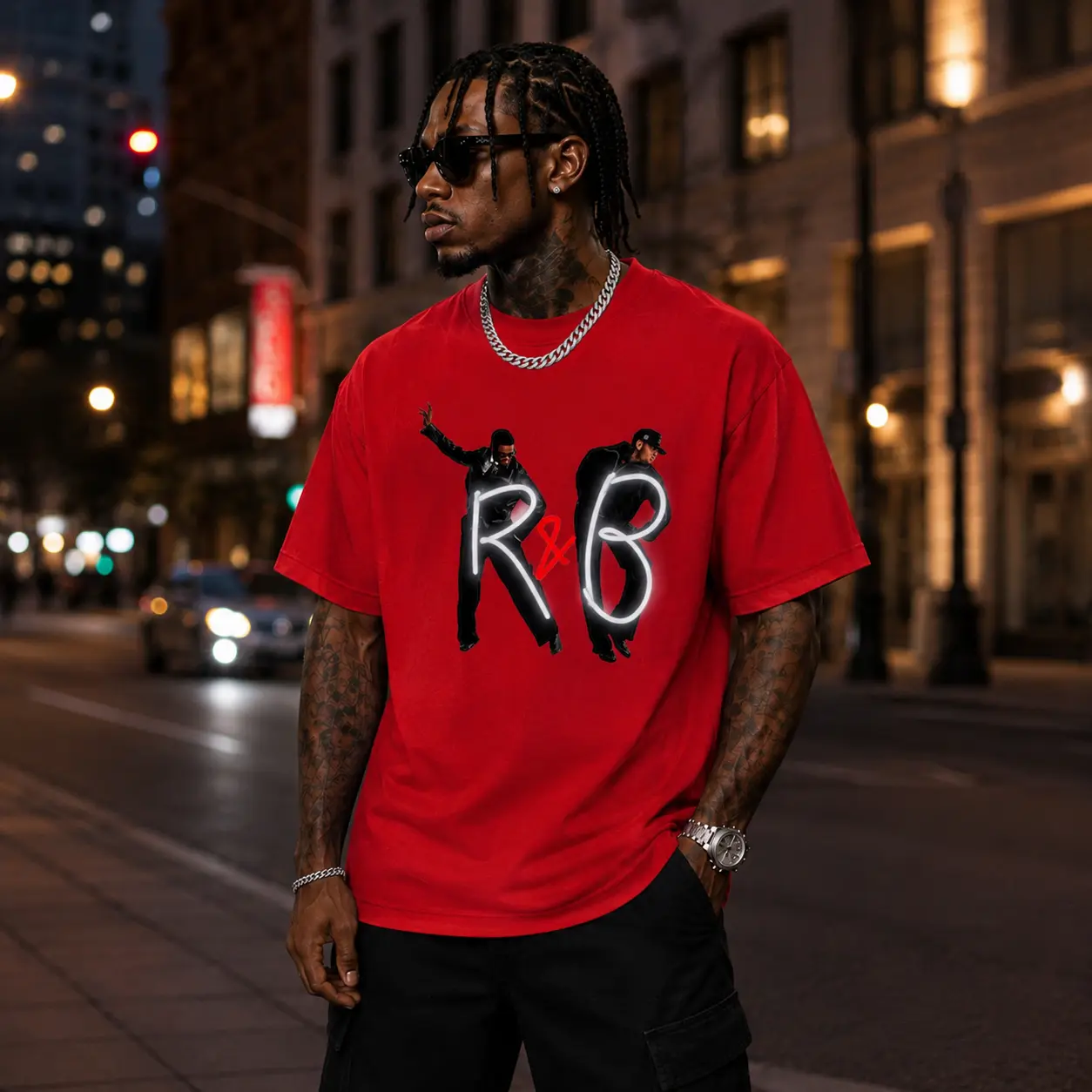 R&B Music Graphic Tee, Unisex Shirt, Black Red White Streetwear T-Shirt
