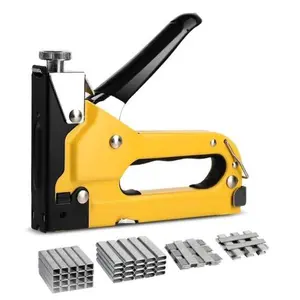 3-in-1 Heavy Duty Staple Gun, Chromed Steel Upholstery Stapler – 600 Staples, Quick-Jam Clear, Adjustable Force & Rapid Loading (HT0430)
