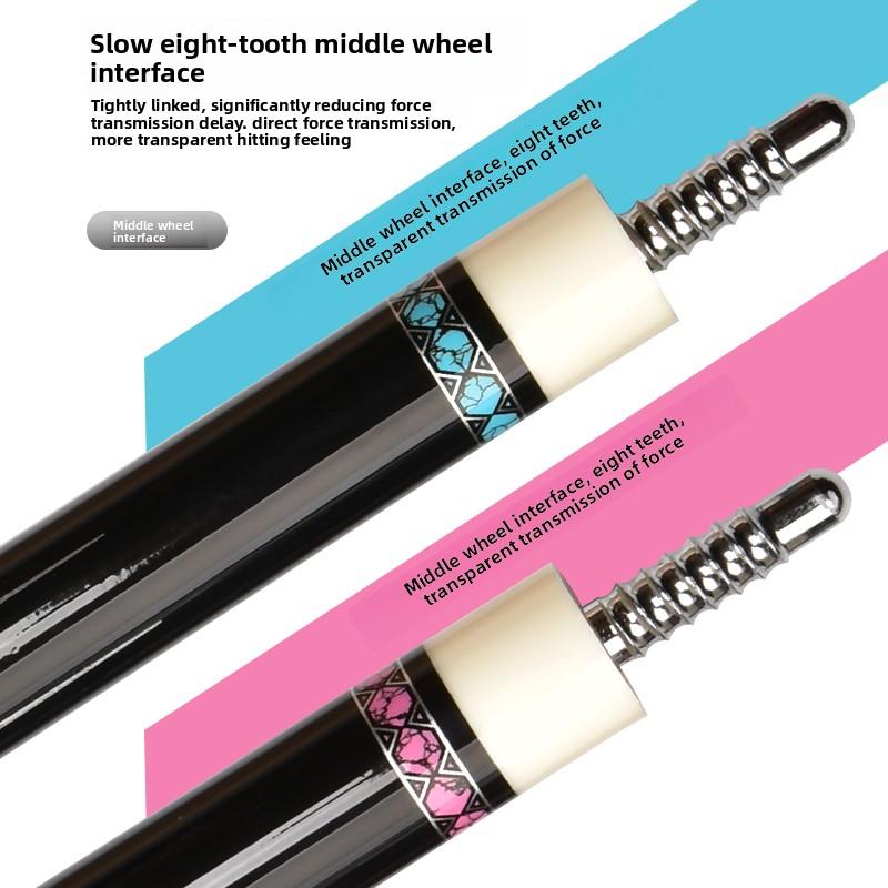 JIAN YING Premium Billiards Cue Set with Leather Case 1/2 Split 12.5mm Tip 18-20oz Weight 58 Inches Length Black Pink Pattern Includes Cue Glove & Chalk