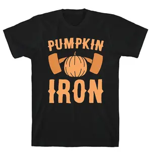 Halloween Fitness Graphic Featuring Pumpkin Iron Design for Gym Enthusiasts