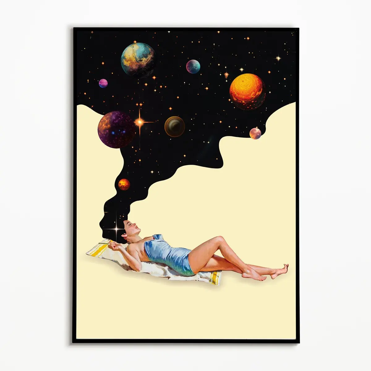 Falling in Love with Space  , Retro Surreal Art, Collage Art, Trippy Wall Art, Retro Art, Cosmic Art, Space Art