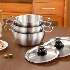 Stainless Steel Soup Pot, Noodle Pot, Seafood Pot for Home Induction Cooktop, Easy Storage, Stackable Pots, Camping, Outdoor Use, Delicious Meals