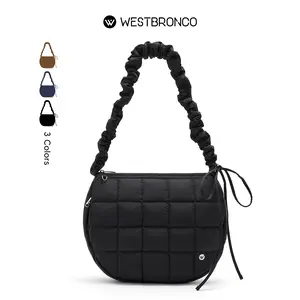[New In]WESTBRONCO Puffy Quilted Crossbody Bag for Women Gift Idea with Drawstrin Strap Causal Trendy Chic Fashion Commuting Purse Daily Cute Style Lightweight Everyday City Work Bag Gift for Girl