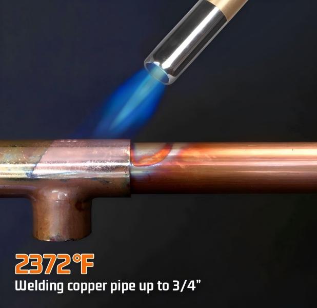 Propane Torch Head, High Intensity Trigger Start Mapp Gas Torch with Self Ignition & Flame Lock, Adjustable Flame for Welding, Brazing, Soldering, Cooking & Ice Melting (Gas Tank Not Included), Multi-Functional