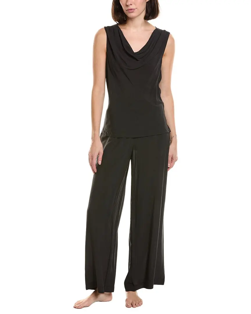 Natori 2pc Sleek Cowl Silk-Blend Pajama Set