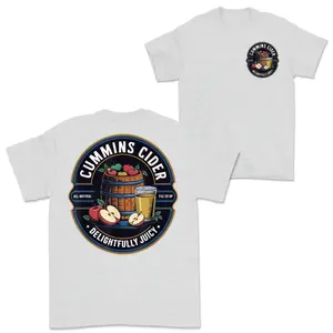 Cummins Cider - Men's Funny T-shirt- Menswear Casual Crewneck, 2 Sided T-shirt, Full Color T-shirt For Men, Summer Shirt For Men, For Women