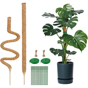 2 Pack .24 Inch Bendable Moss Pole for Monstera - 120cm  Support Moss Sticks Stakes for Climbing Indoor , Pothos & Philodendron - Coir/Coco  Trellis for Potted Climbers & Houseplants