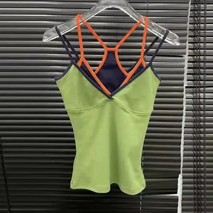 Layered Multi Colored Tank - Neon Green with Orange and Navy Straps