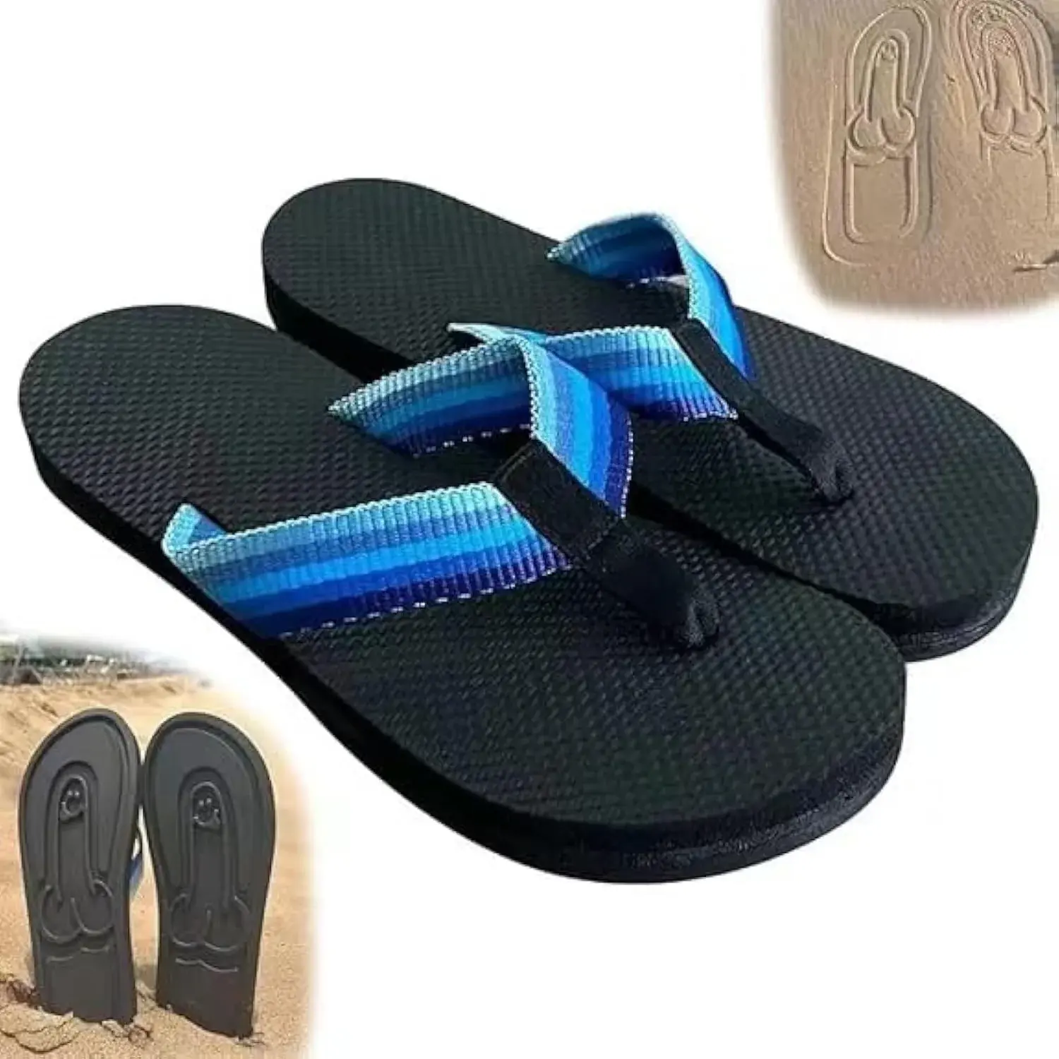 Men's Funny Flip Flops with Hidden Design, Comfortable Quick-Drying EVA Sole Sandals, Slip On Open Toe Footwear for the Beach & Gag Gifts, Quick Drying Sandals, Handcrafted, Perfect Gift Idea, Quirky Accessories, Outdoors, Toe Thong, Beach Wear