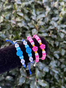 Handmade adjustable bracelet - Pink - Blue