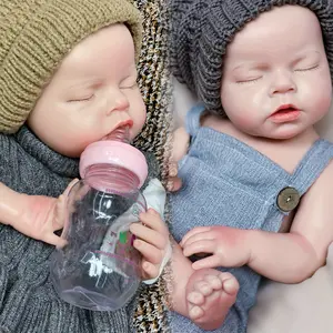 20 Inch Cute Sleeping Silicone Prince&Princess Reborn Dolls Can Open Mouth 3D Painted Full Body Soft Solid Silicone Reborn Dolls For Loved Ones