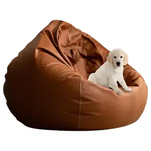 Luxury Faux Leather Bean Bag Chair Cover Green Large Envelope Pouf Sac Without Filler Single Lazy Sofa Corner Seat Sectional Couch Replacement