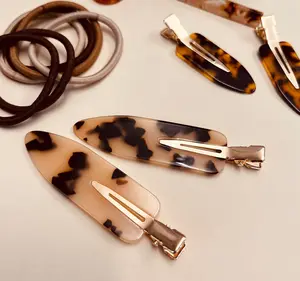 Large No Crease Hair Clip - Tortoiseshell Designs - 4 Pack - Acetate - 2.75 inches - Beautiful Chic Stylish