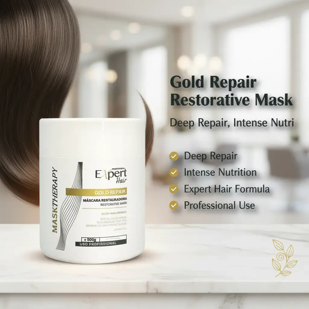 Expert Hair Gold Repair Restorative Mask 500g/17.63oz | Deep Repair Keratin Hair Treatment | Intense Nutrition for Damaged, Dry & Lifeless Hair | Restores Vitality, Softness & Shine | All Hair Types