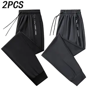 Men’s 2-pack summer jogger sweatpants with drawstring waist, suitable for casual wear, vacations, outdoor jogging, fitness training, comfortable, breathable, quick-drying#SummerVibes