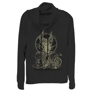 Juniors Womens Sleeping Beauty Maleficent Twisted Queen Cowl Neck Sweatshirt