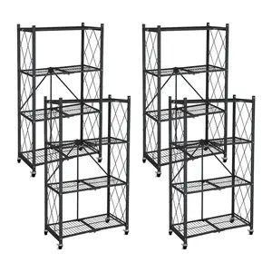 Origami 4 Pack 4 Tier Folding Garage Shelves Heavy Duty Shelving with Wheels
