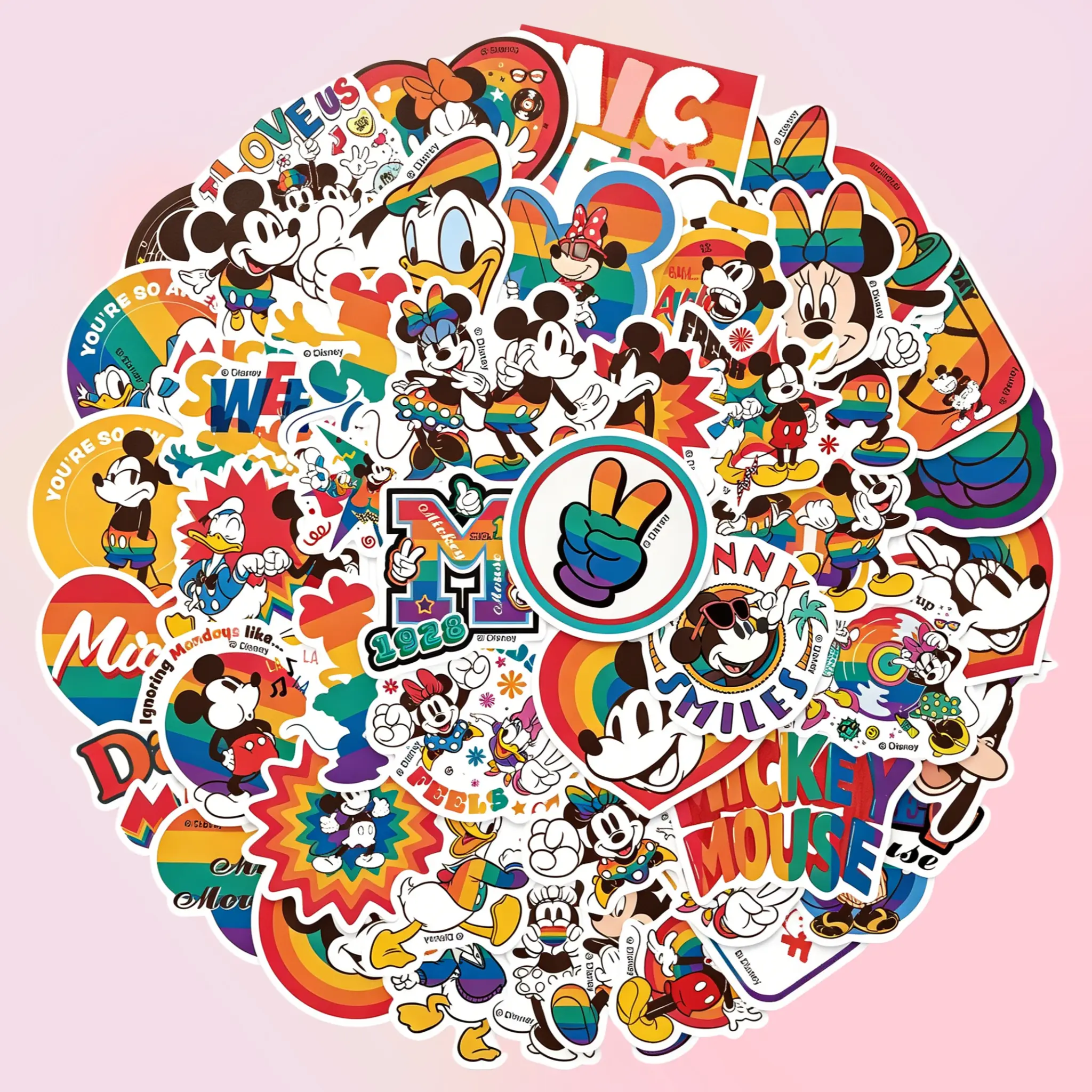 Disney Mickey Mouse 50 Count Waterproof Sticker Set Colorful Decals For Scrapbooking Kids Crafts And Party Decor
