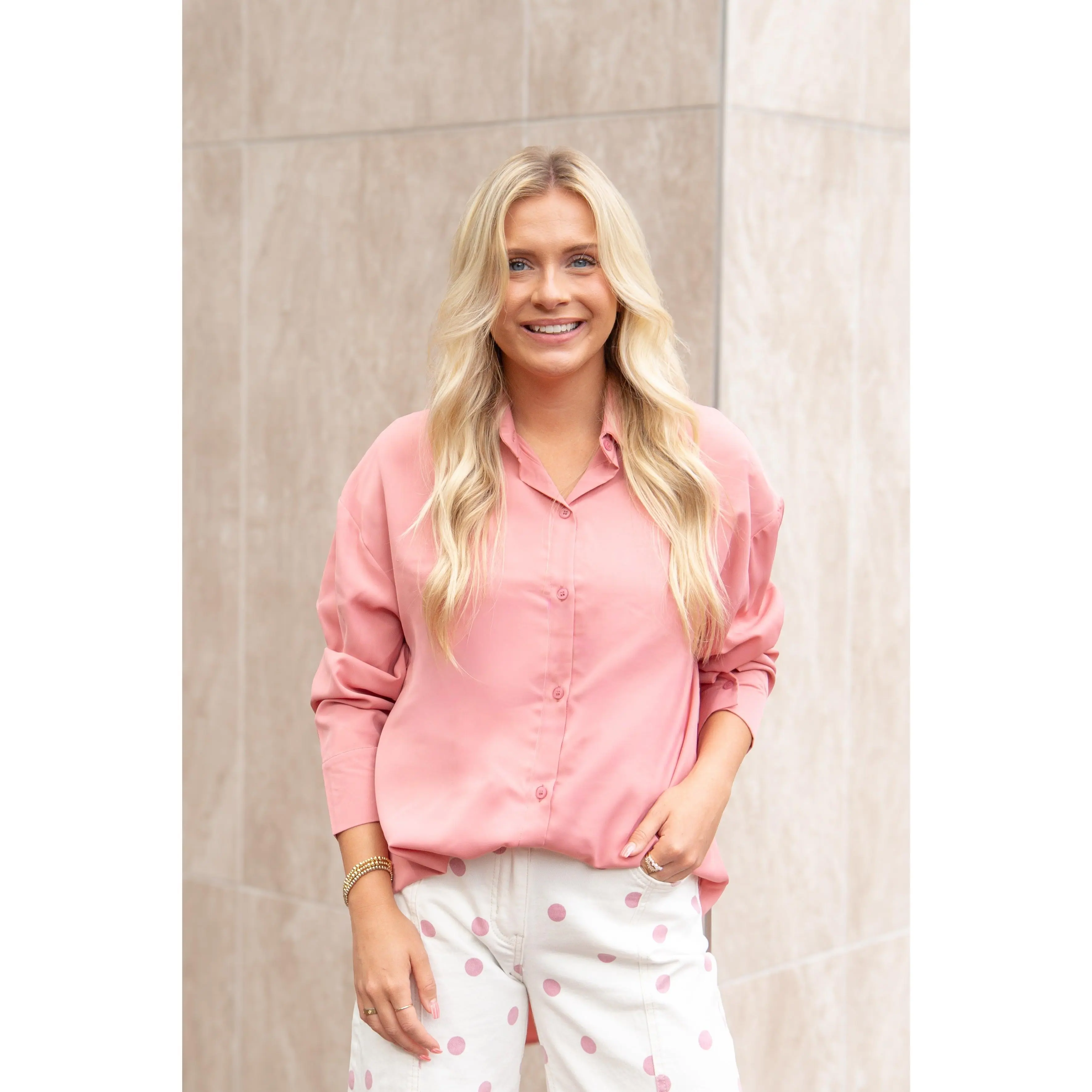 Kathryn Classic Button-Up, Blush Pink