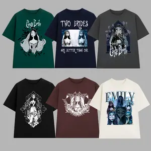 Corpse Bride Emily Tim Burton Movie Character Print T-Shirt Black, Sizes S-3XL