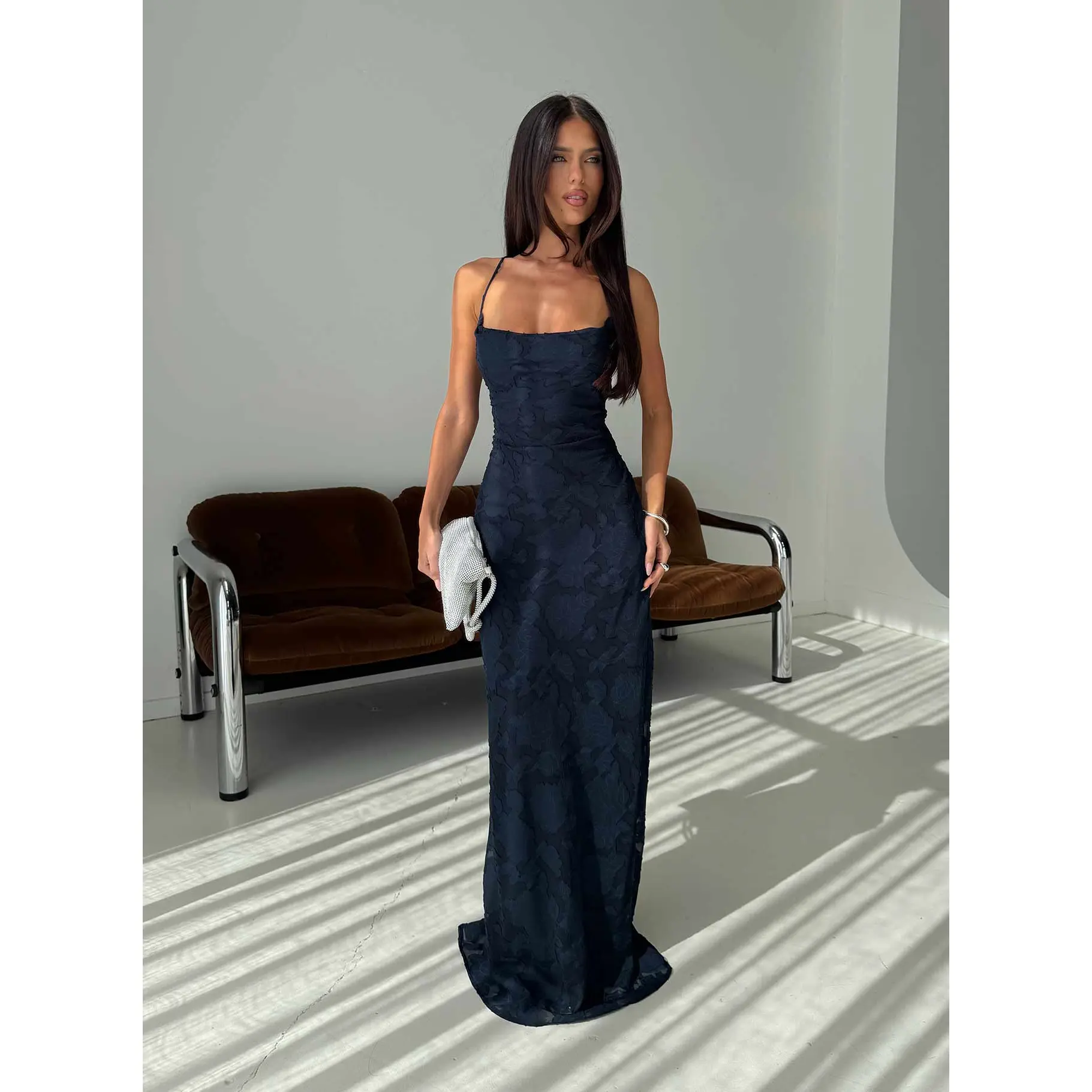 Celena Maxi Dress Navy Burnout Celena Maxi Dress Navy Burnout