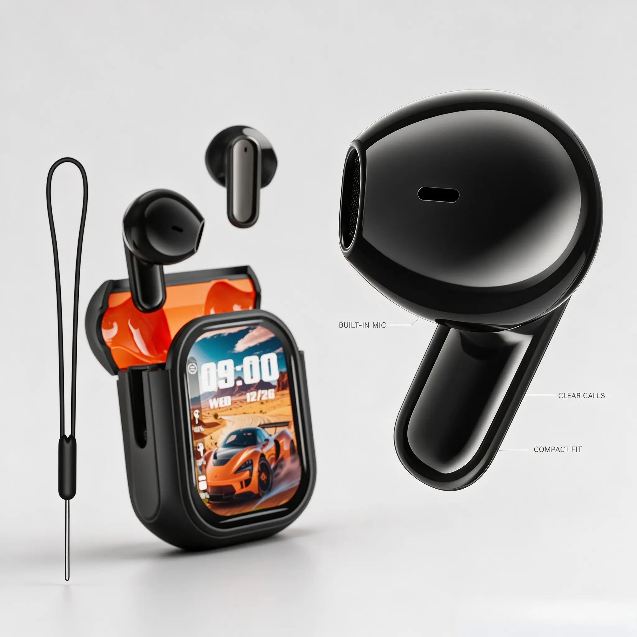 2026 Fashion Edition Chargeable Wireless Bluetooth 5.4 Noise Cancelling Headset Earbuds, LED Screen Display, Hi-Fi Audio, IPX5 Water-Resistant, Built-in Mic, Charging Box Included - Ideal for Gym, Travel
